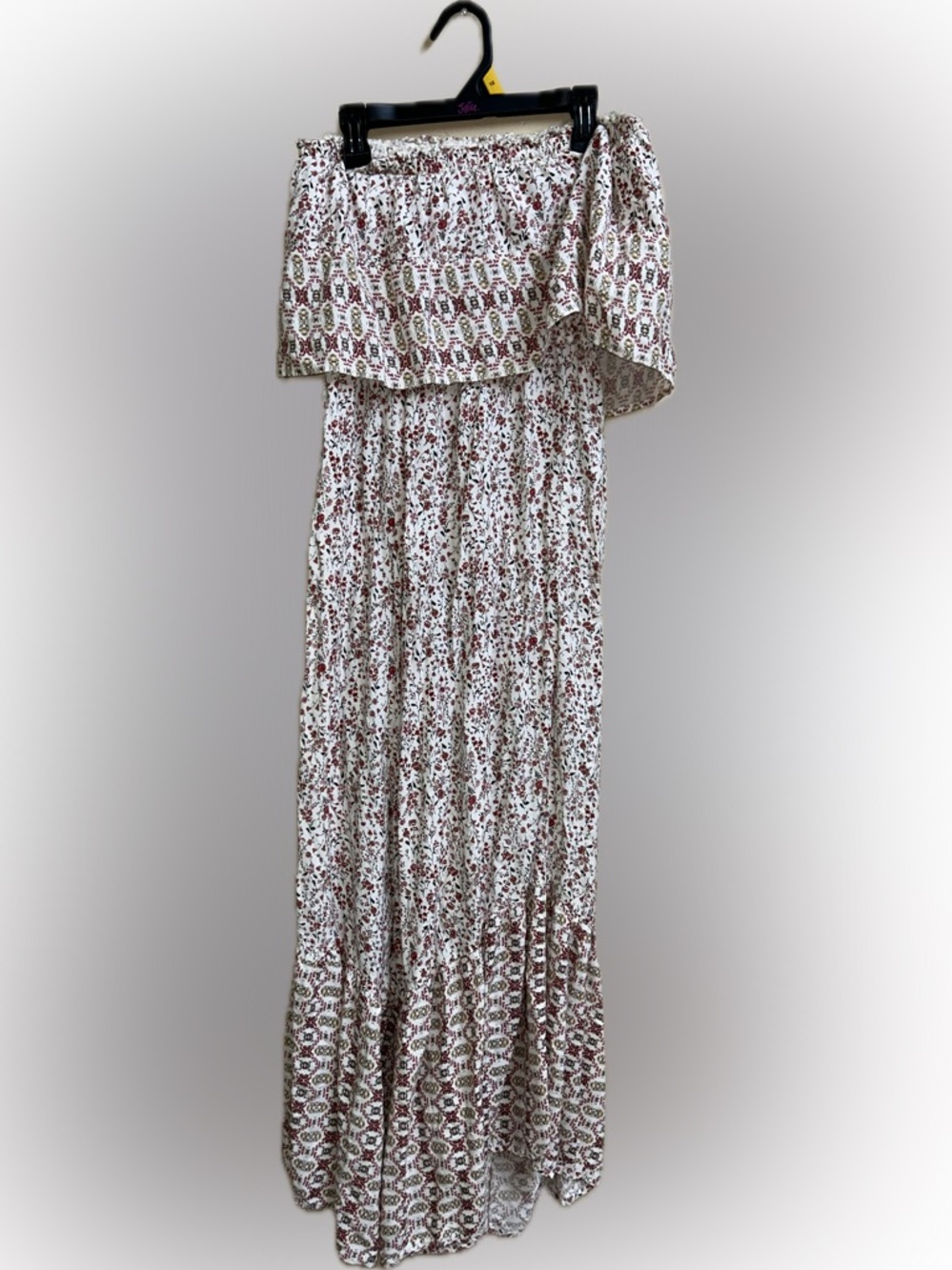 🔥5/$35🔥 Japna Cream Strapless Floral Wide-Leg Jumpsuit | Size M - Picture 6 of 10